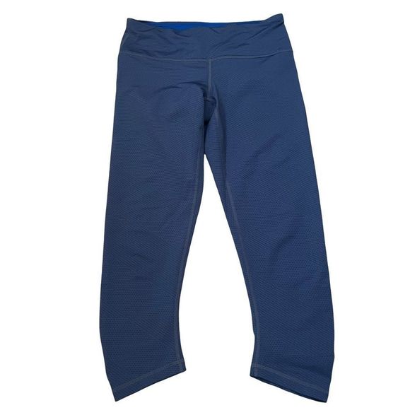 PRANA Womens Sz S Ruched Textured Leggings Blue Yoga Athleisure Capri - Picture 1 of 6